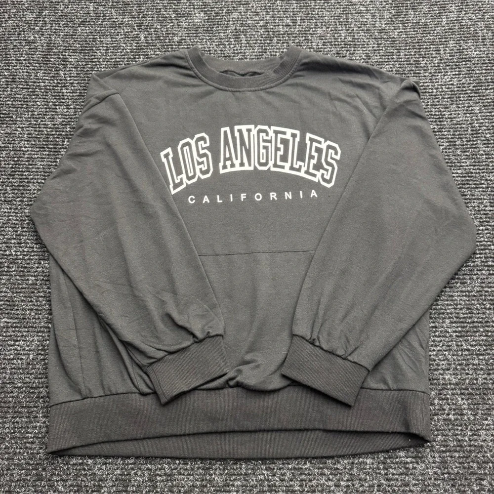 Los Angeles California Graphic Sweatshirt‎ Charcoal Gray Crewneck Pullover XL